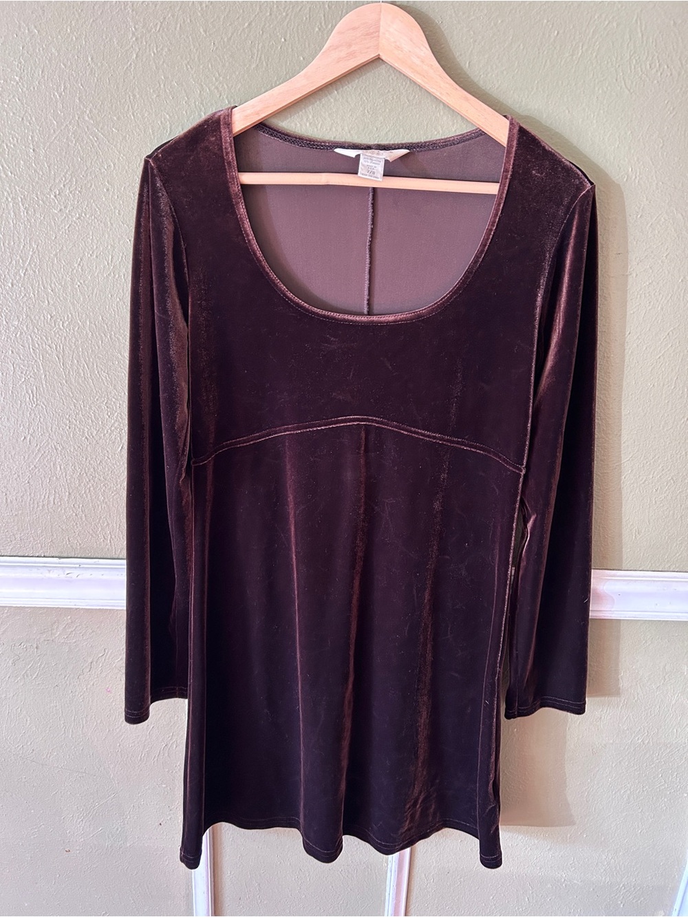 Vintage 90s Express Chocolate Brown Velvet Babydoll Fairy Whimsigoth Dress 7/8